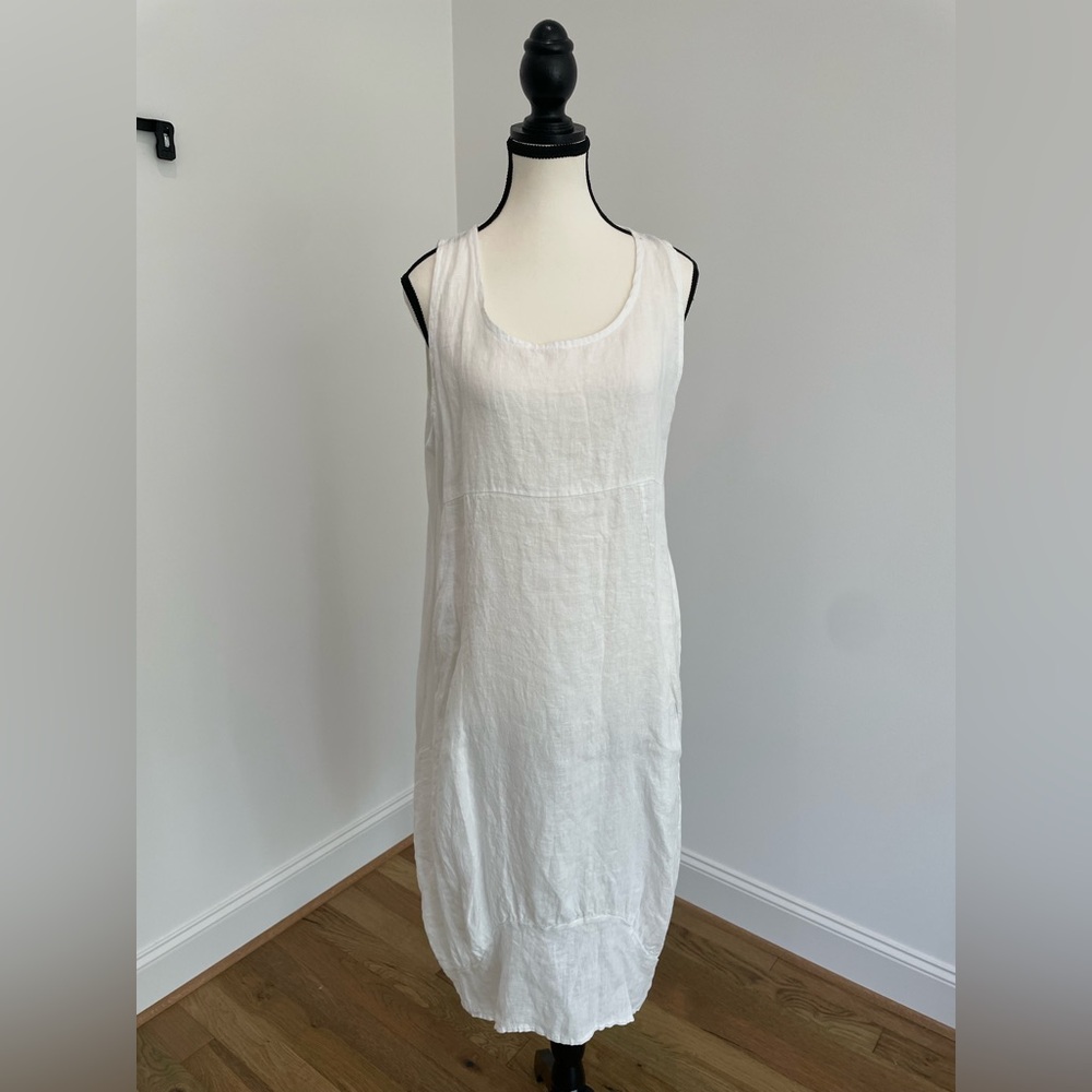 Luna Dress - 100% Linen Midi Dress made in Italy - Picture 3 of 15